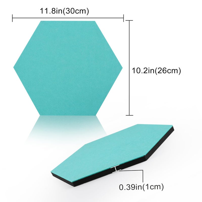SEG Direct Hexagon Felt Cork Board Tiles, Large Hexagon Felt Bulletin Board Tiles Self Adhesive Picture Board, Memo Notice Tiles Pin Board for Walls Office, 11.8" x 10.2", 5PCS(Green Series) - Image 2